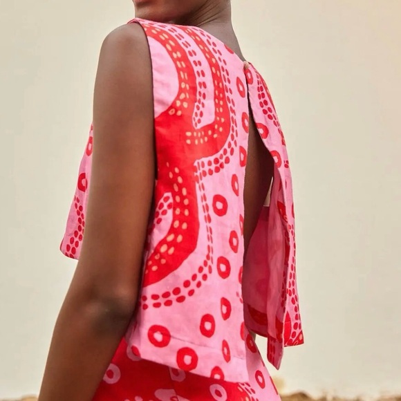 nwt farm rio 'octocool' sleeveless open back crop top - Picture 2 of 8